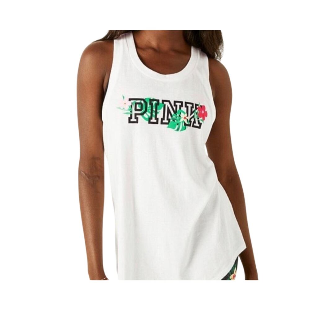 Pink Victoria"s Secret Womens Slit Back Tank Top  and a Tropical Logo Size XL